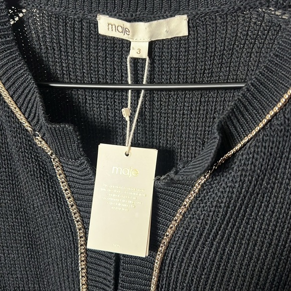 NWT Maje Meridien Chain-Trim Cardigan Size 3 (US Large) - Picture 8 of 11